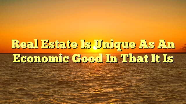 Read more about the article Real Estate Is Unique As An Economic Good In That It Is